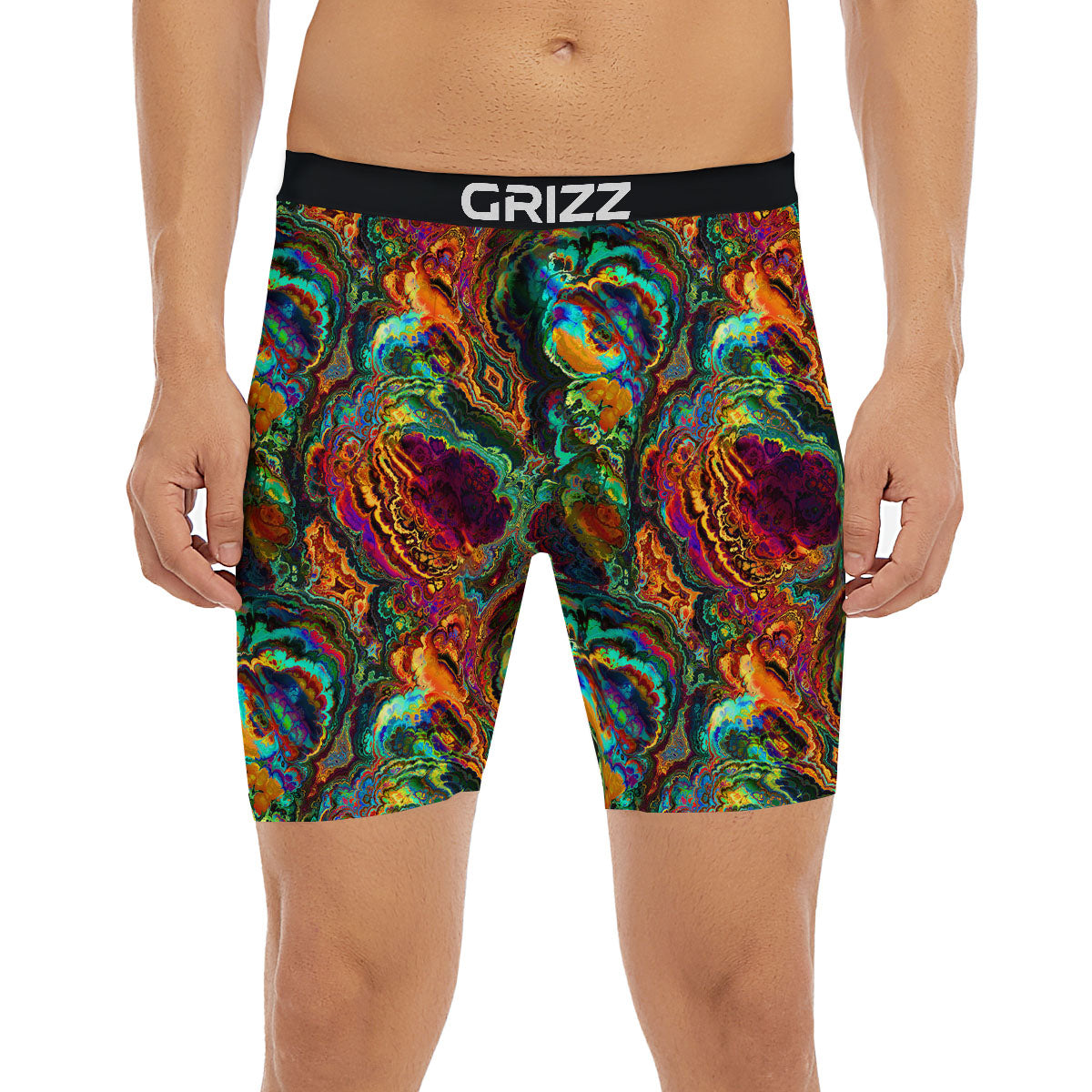 Fractal Psychedelic Print Pattern Boxer Briefs-grizzshop