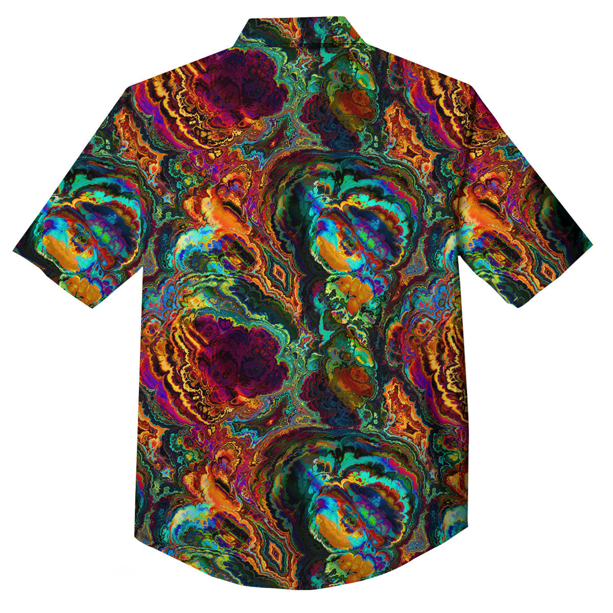 Fractal Psychedelic Print Pattern Button Up Shirt-grizzshop