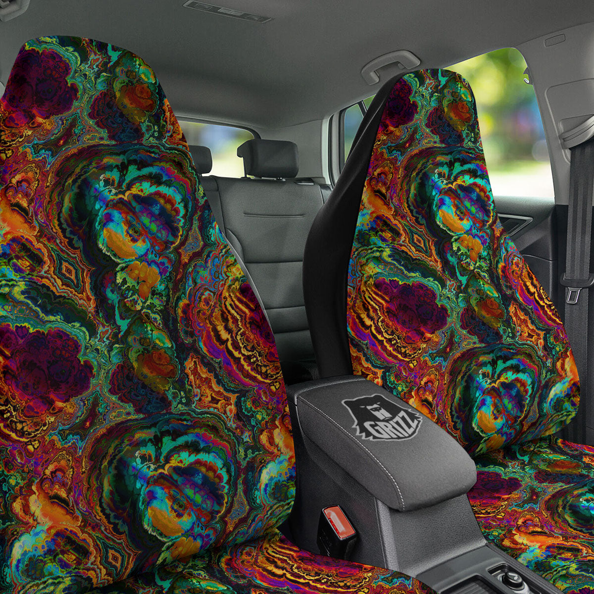 Fractal Psychedelic Print Pattern Car Seat Covers-grizzshop