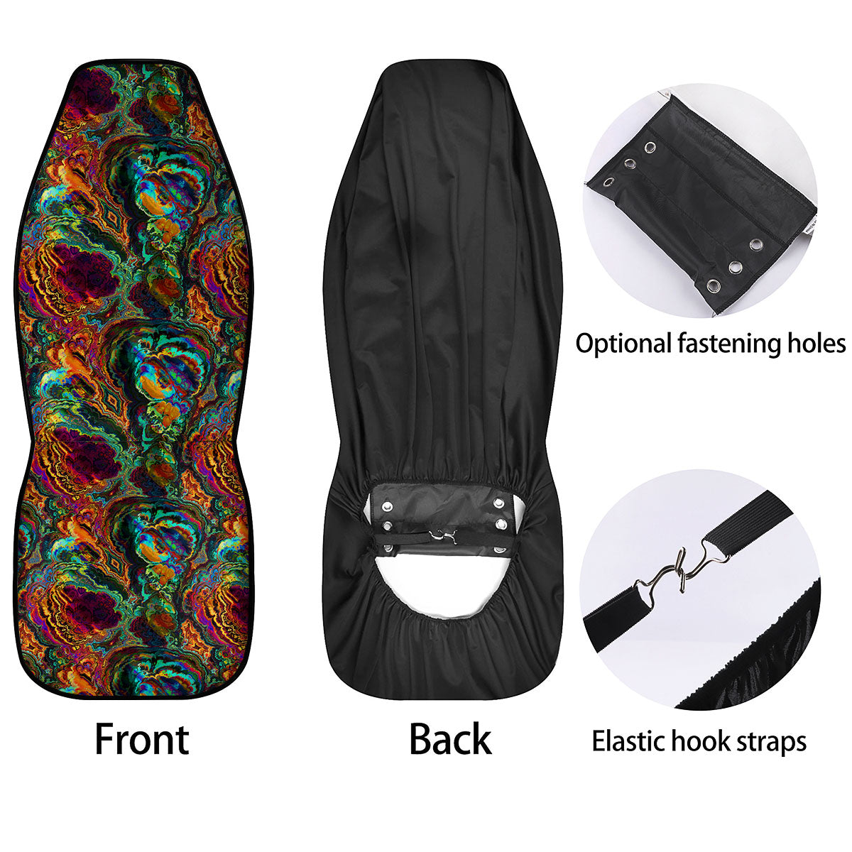 Fractal Psychedelic Print Pattern Car Seat Covers-grizzshop