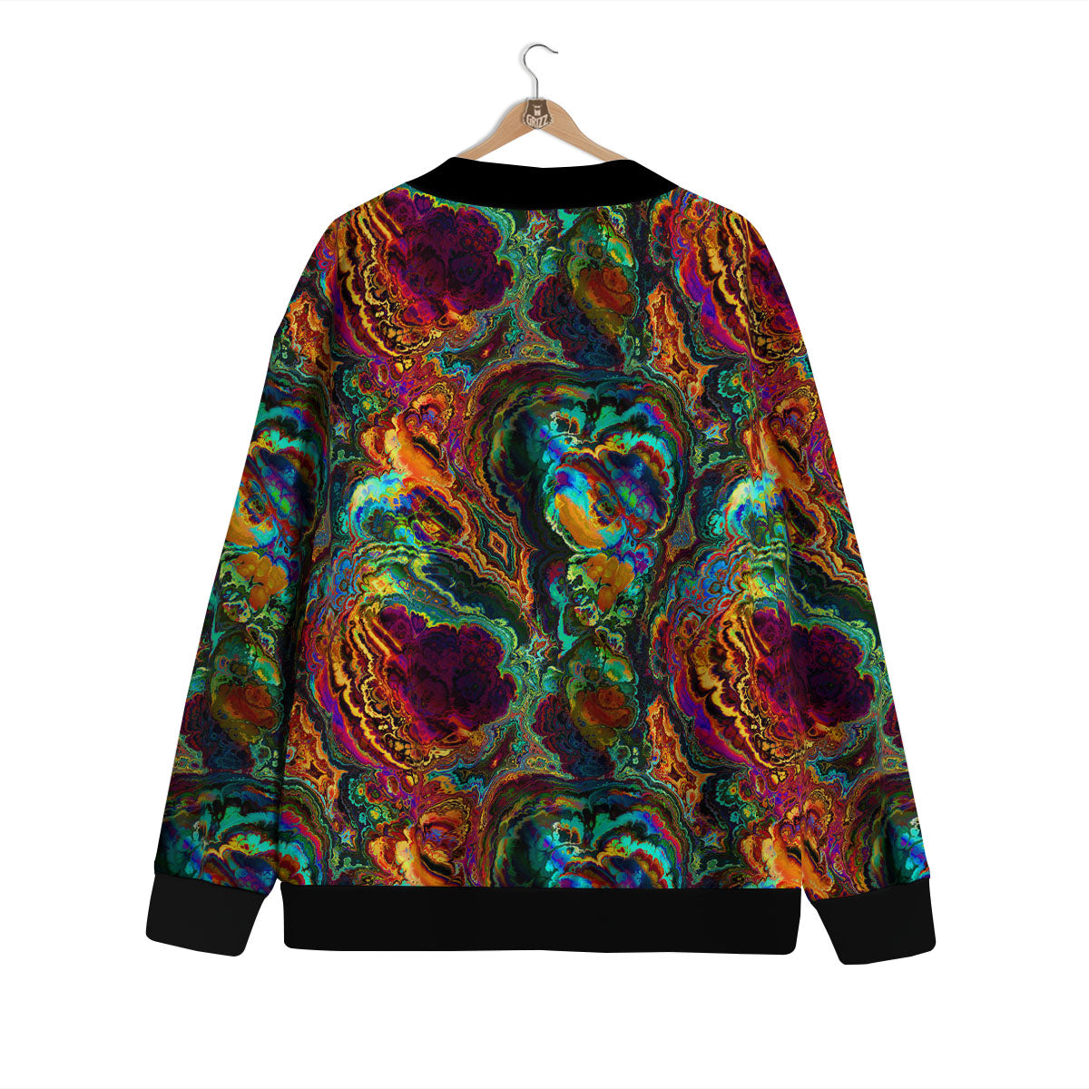 Fractal Psychedelic Print Pattern Cardigan-grizzshop