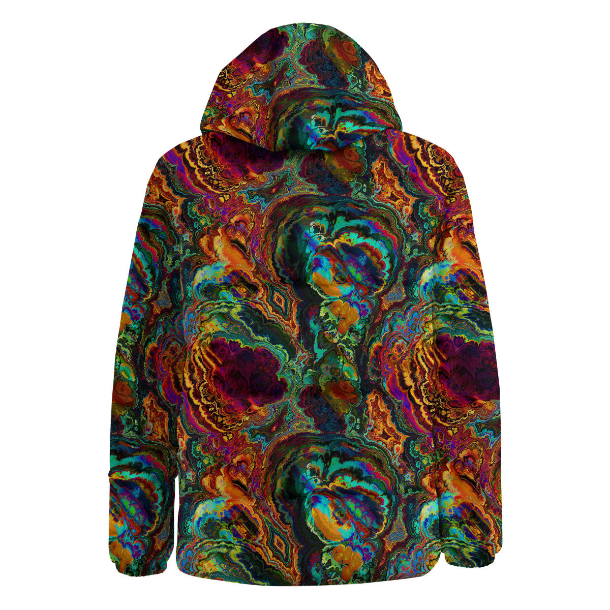 Fractal Psychedelic Print Pattern Down Jacket-grizzshop