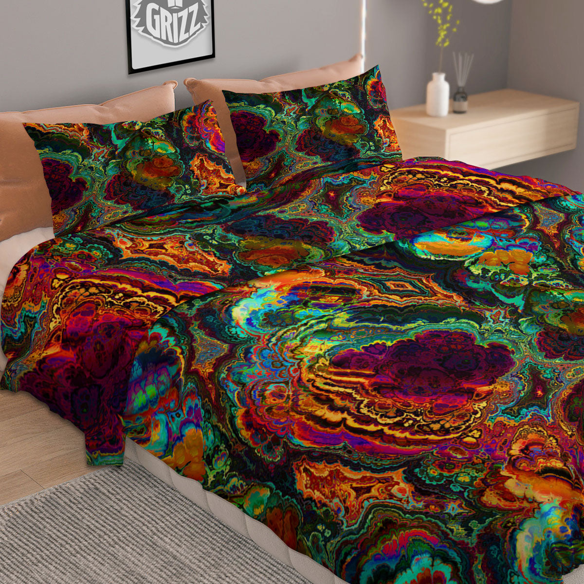 Flower White Daisy Print Duvet Cover Bedding Set