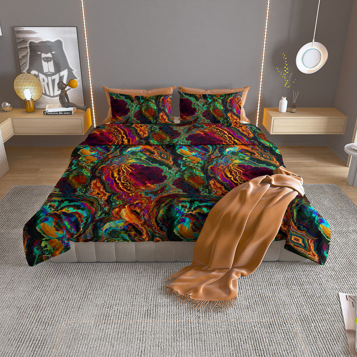 Flower White Daisy Print Duvet Cover Bedding Set