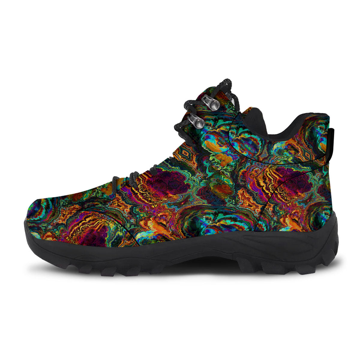Fractal Psychedelic Print Pattern Hiking Shoes-grizzshop
