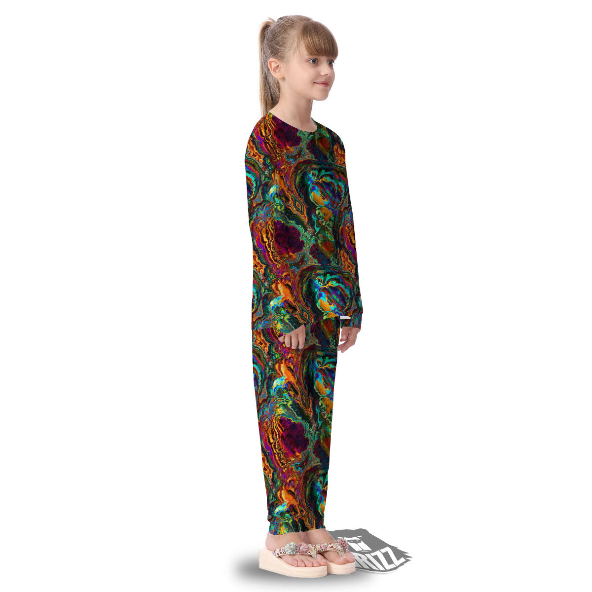 Fractal Psychedelic Print Pattern Kid's Pajamas-grizzshop
