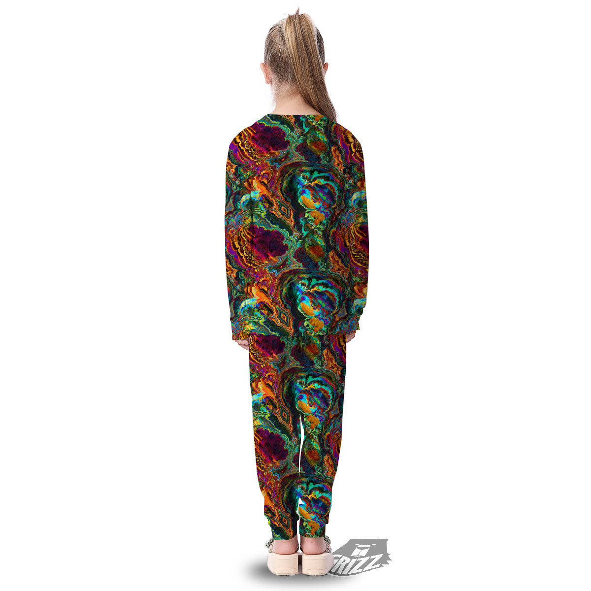 Fractal Psychedelic Print Pattern Kid's Pajamas-grizzshop