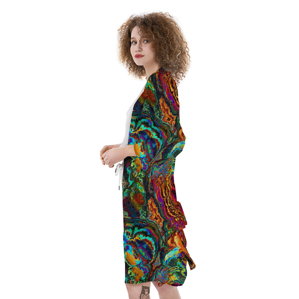 Fractal Psychedelic Print Pattern Kimono-grizzshop