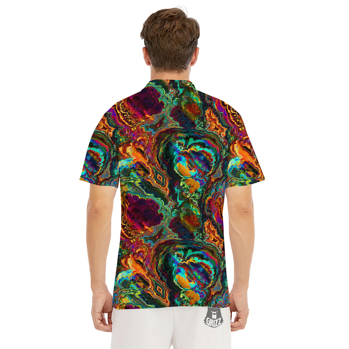 Fractal Psychedelic Print Pattern Men's Golf Shirts-grizzshop