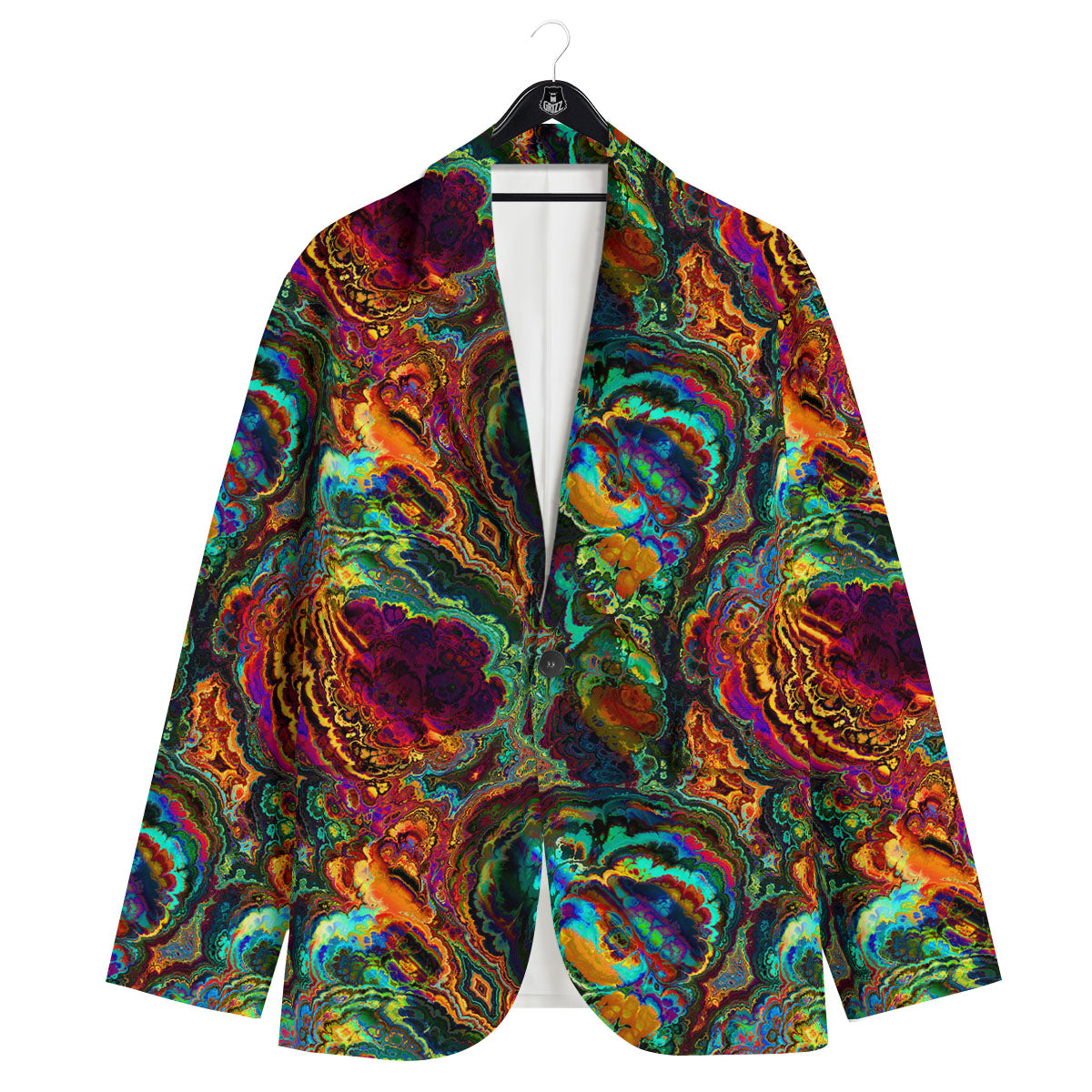 Fractal Psychedelic Print Pattern Men's Sport Coat-grizzshop