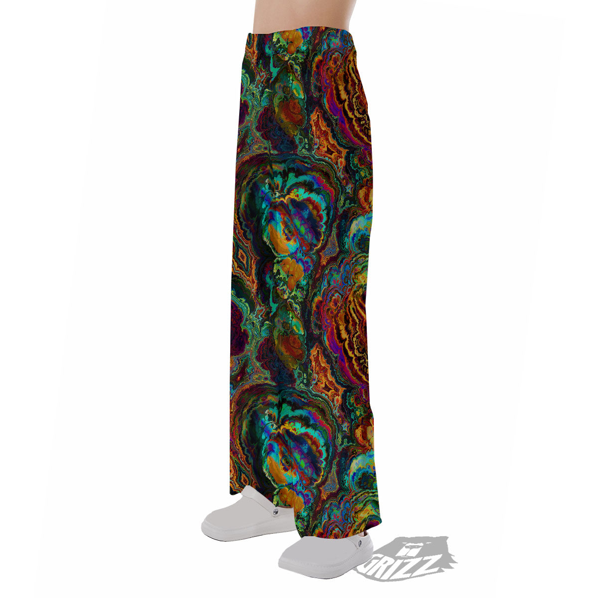 Fractal Psychedelic Print Pattern Pajama Pants-grizzshop