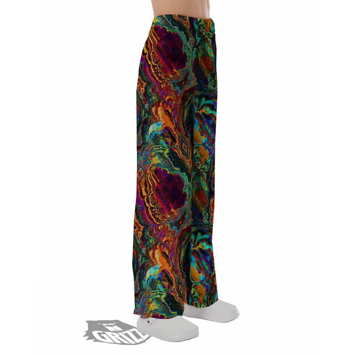 Fractal Psychedelic Print Pattern Pajama Pants-grizzshop