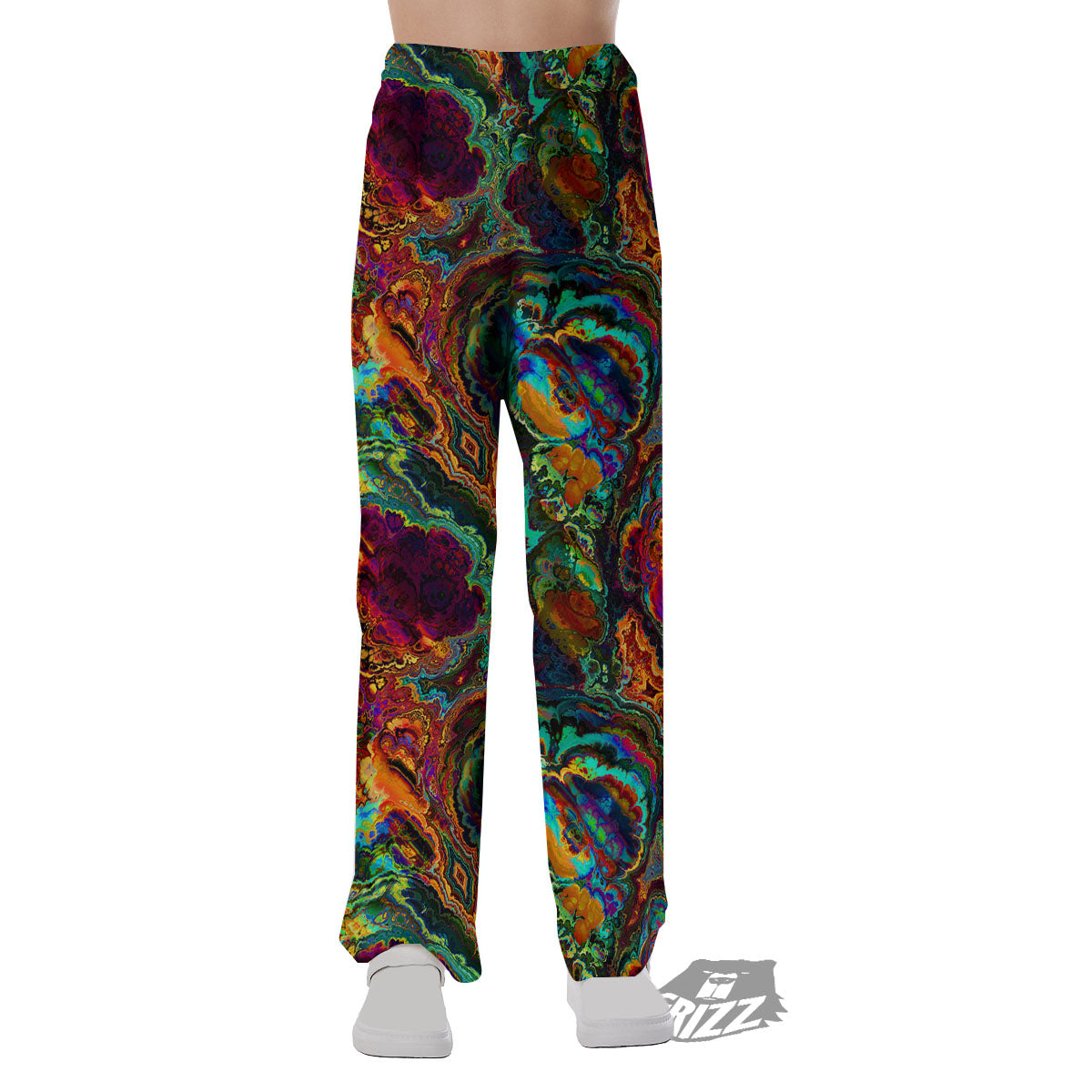 Fractal Psychedelic Print Pattern Pajama Pants-grizzshop
