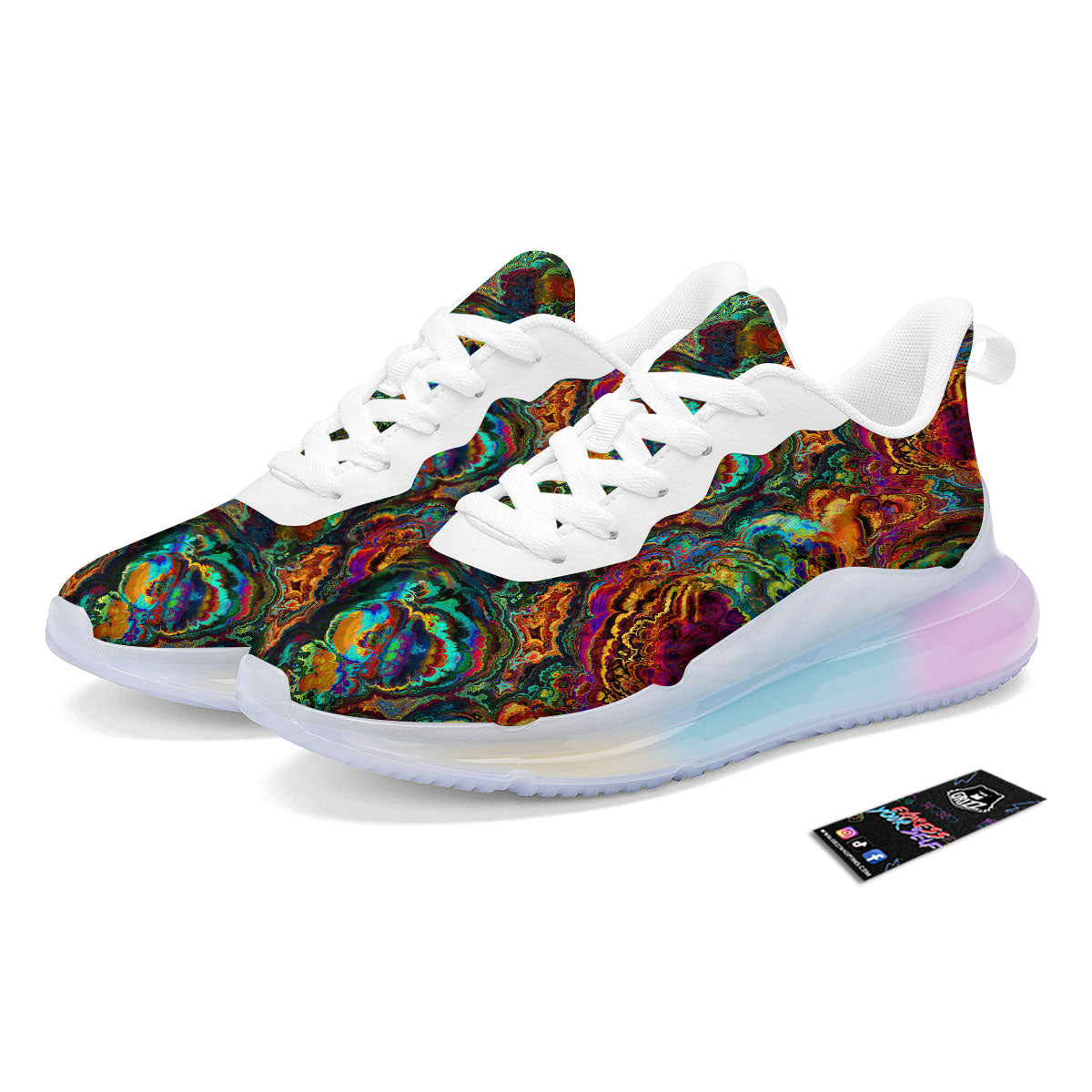 Fractal Psychedelic Print Pattern Running Sneakers-grizzshop