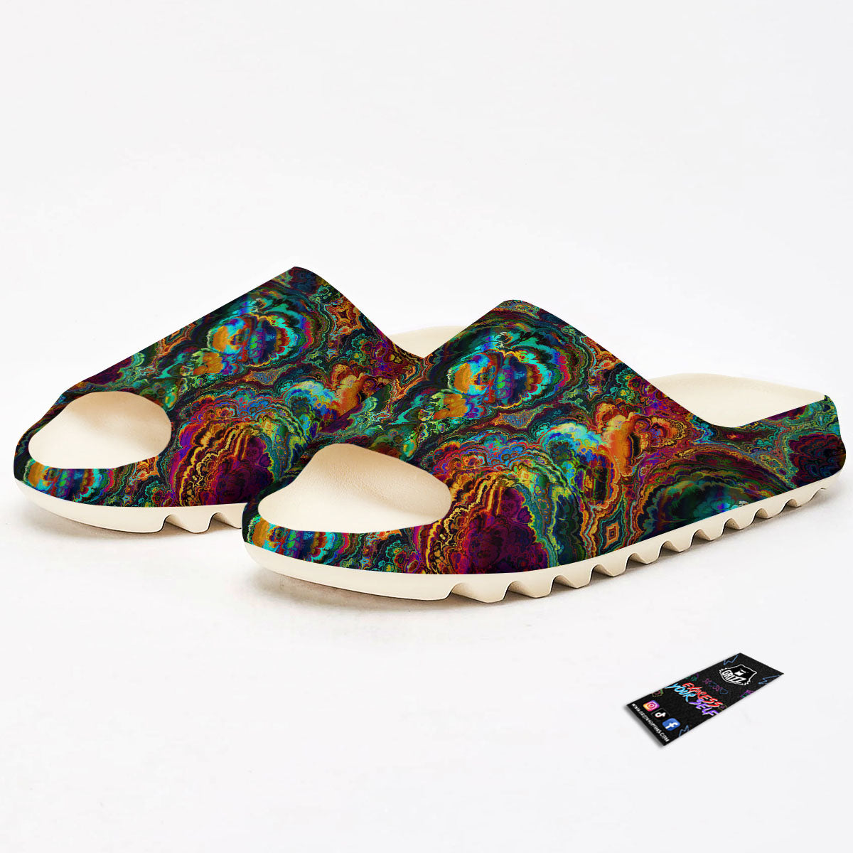 Fractal Psychedelic Print Pattern Sandals-grizzshop