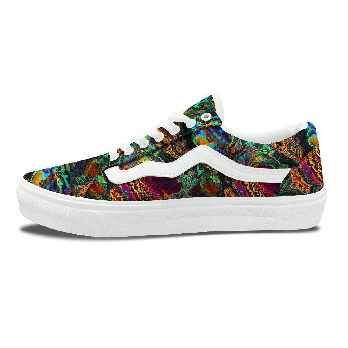 Fractal Psychedelic Print Pattern Skate Shoes-grizzshop