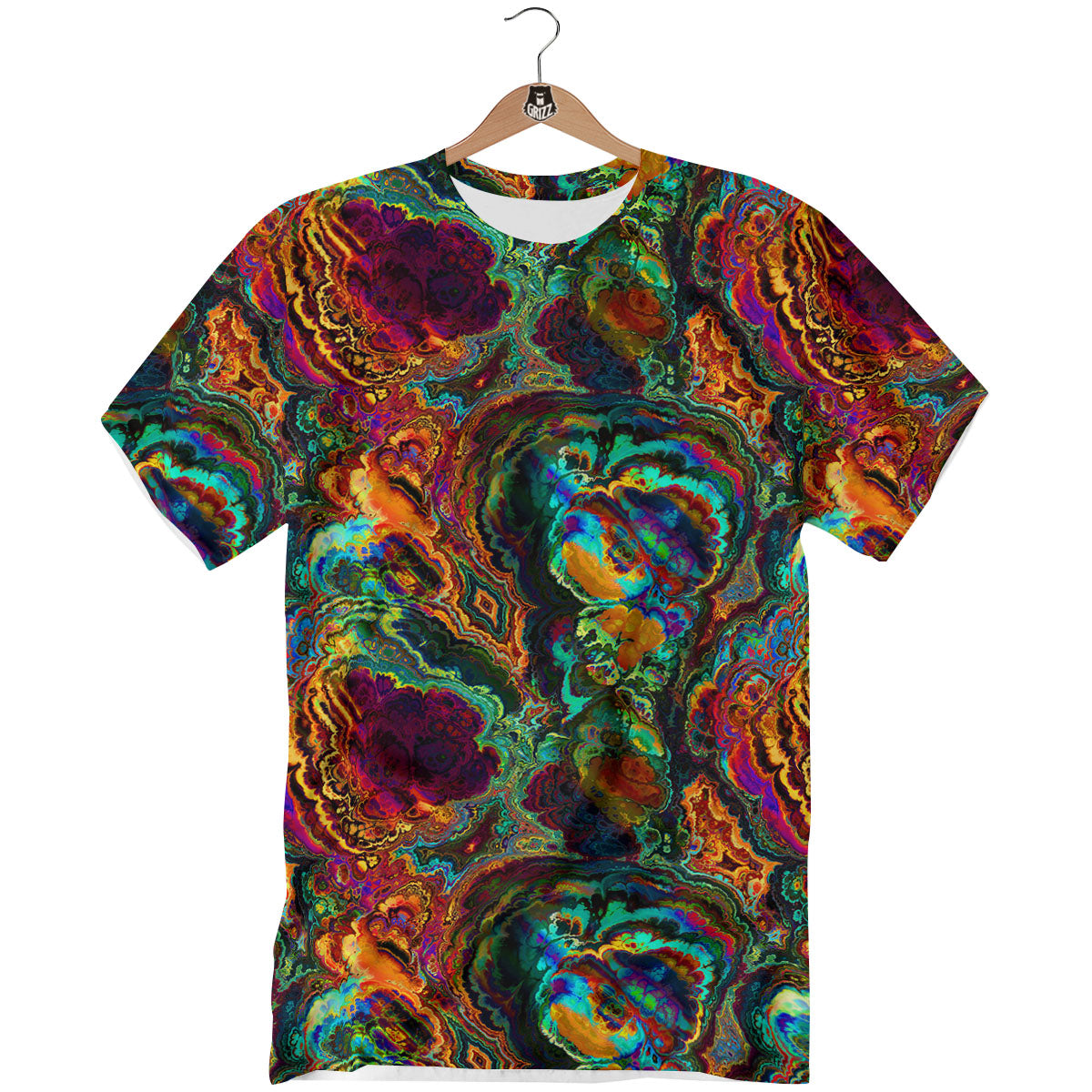 Fractal Psychedelic Print Pattern T-Shirt-grizzshop