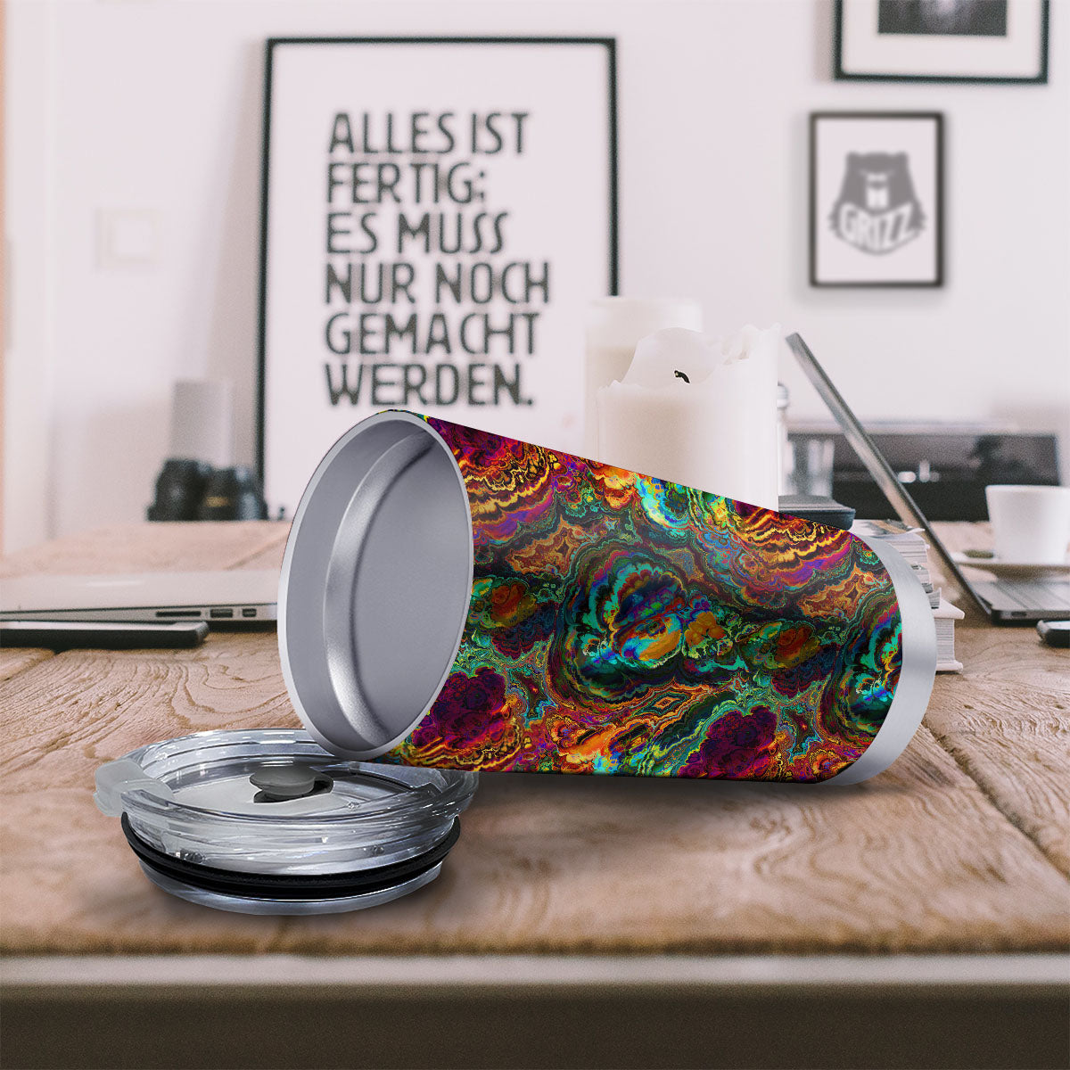 Fractal Psychedelic Print Pattern Tumbler-grizzshop