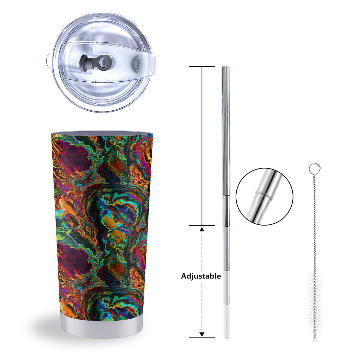 Fractal Psychedelic Print Pattern Tumbler-grizzshop