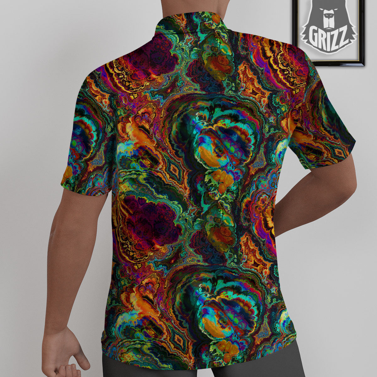 Fractal Psychedelic Print Pattern Untucked Shirts-grizzshop