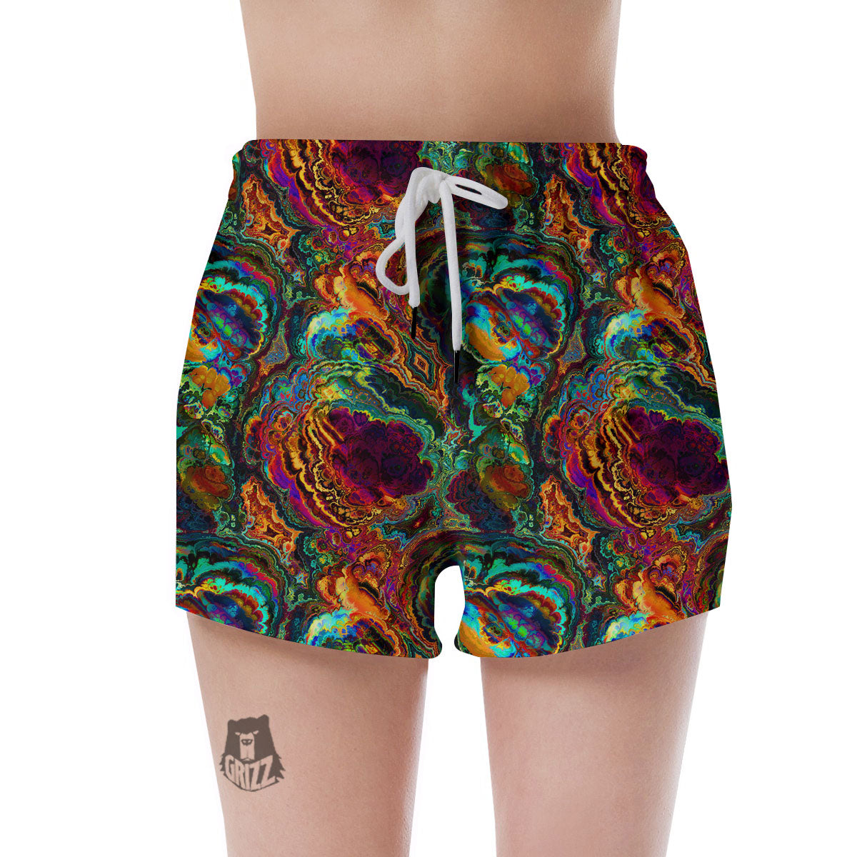 Fractal Psychedelic Print Pattern Women's Shorts-grizzshop