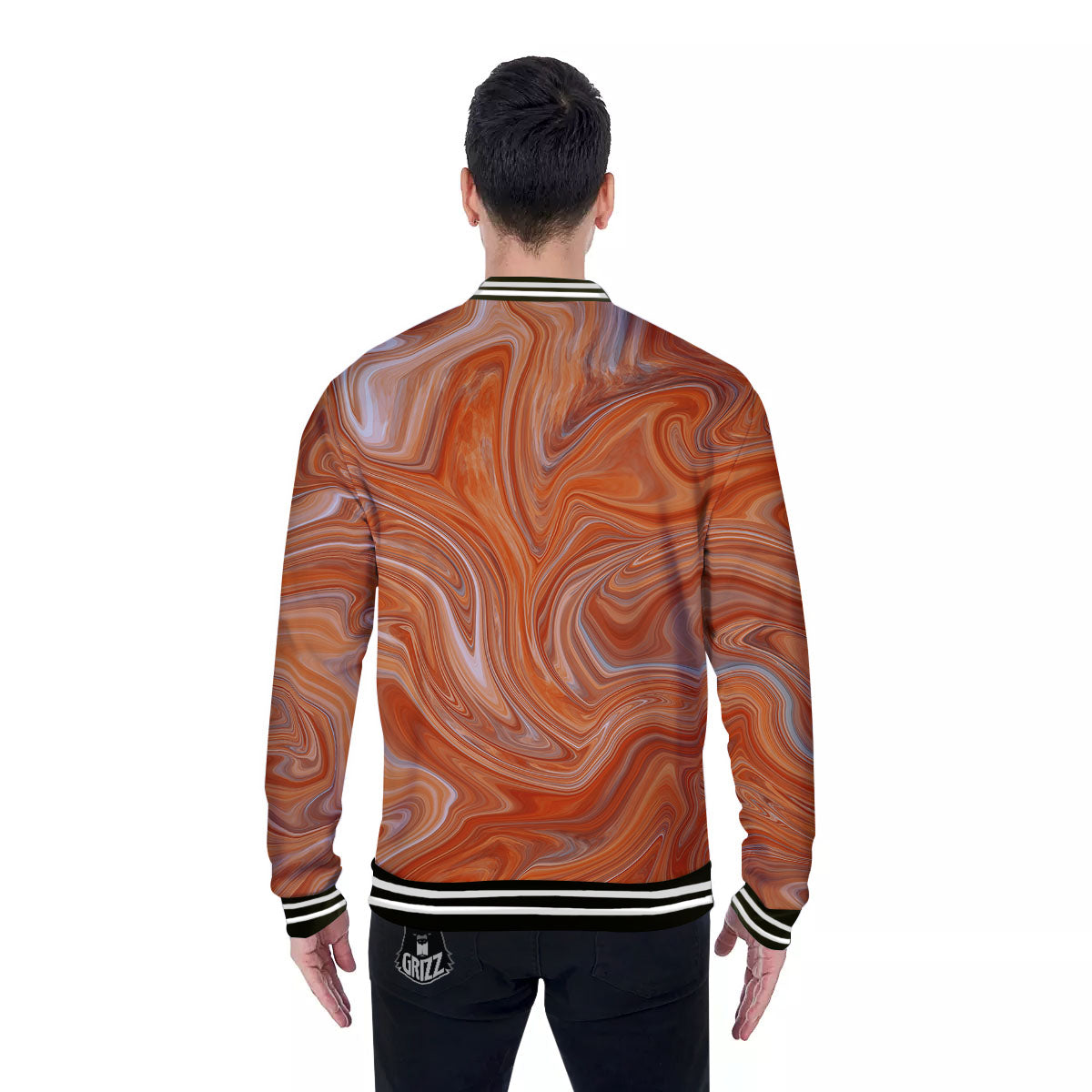 Fractal Psychedelic Trippy Print Baseball Jacket-grizzshop