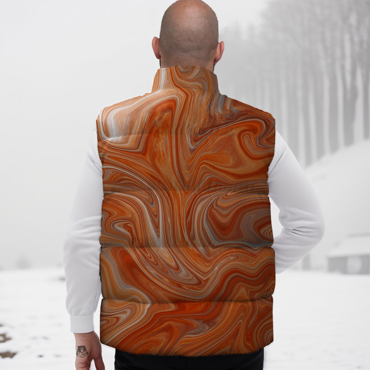 Fractal Psychedelic Trippy Print Down Vest