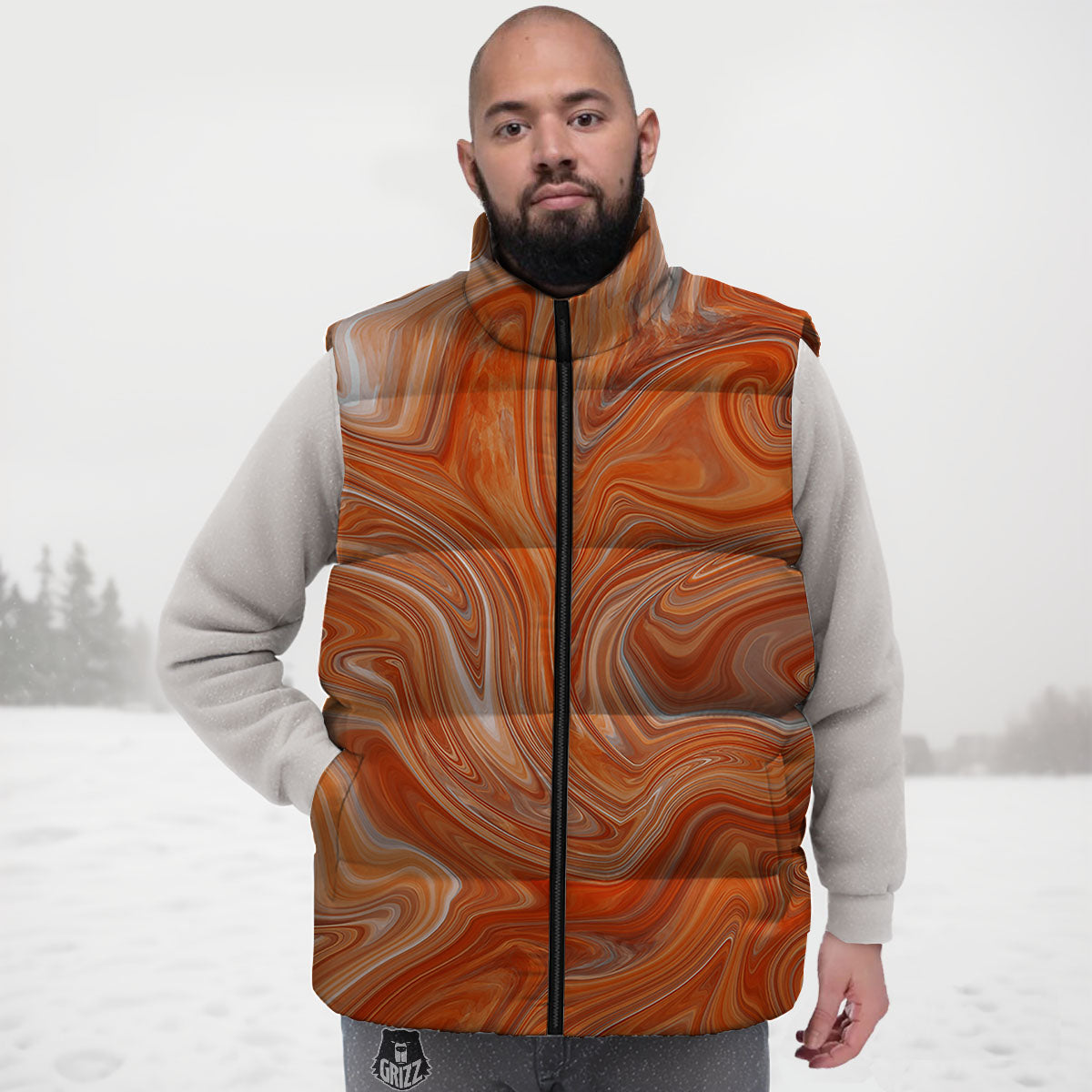Fractal Psychedelic Trippy Print Down Vest