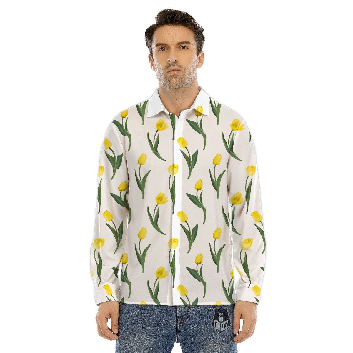 Fractal Psychedelic Trippy Print Men's Dress Shirts-grizzshop
