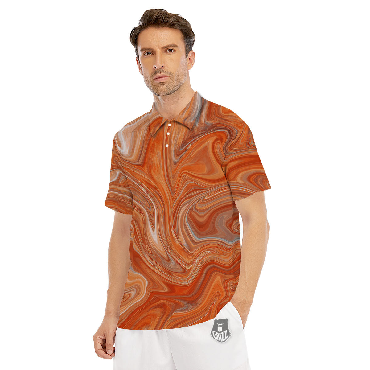 Fractal Psychedelic Trippy Print Men's Golf Shirts-grizzshop