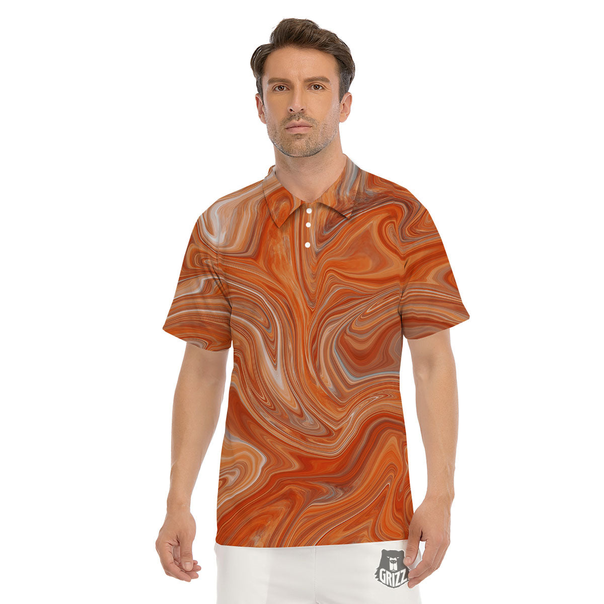 Fractal Psychedelic Trippy Print Men's Golf Shirts-grizzshop