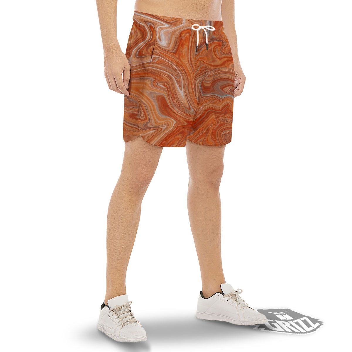 Fractal Psychedelic Trippy Print Men's Gym Shorts-grizzshop