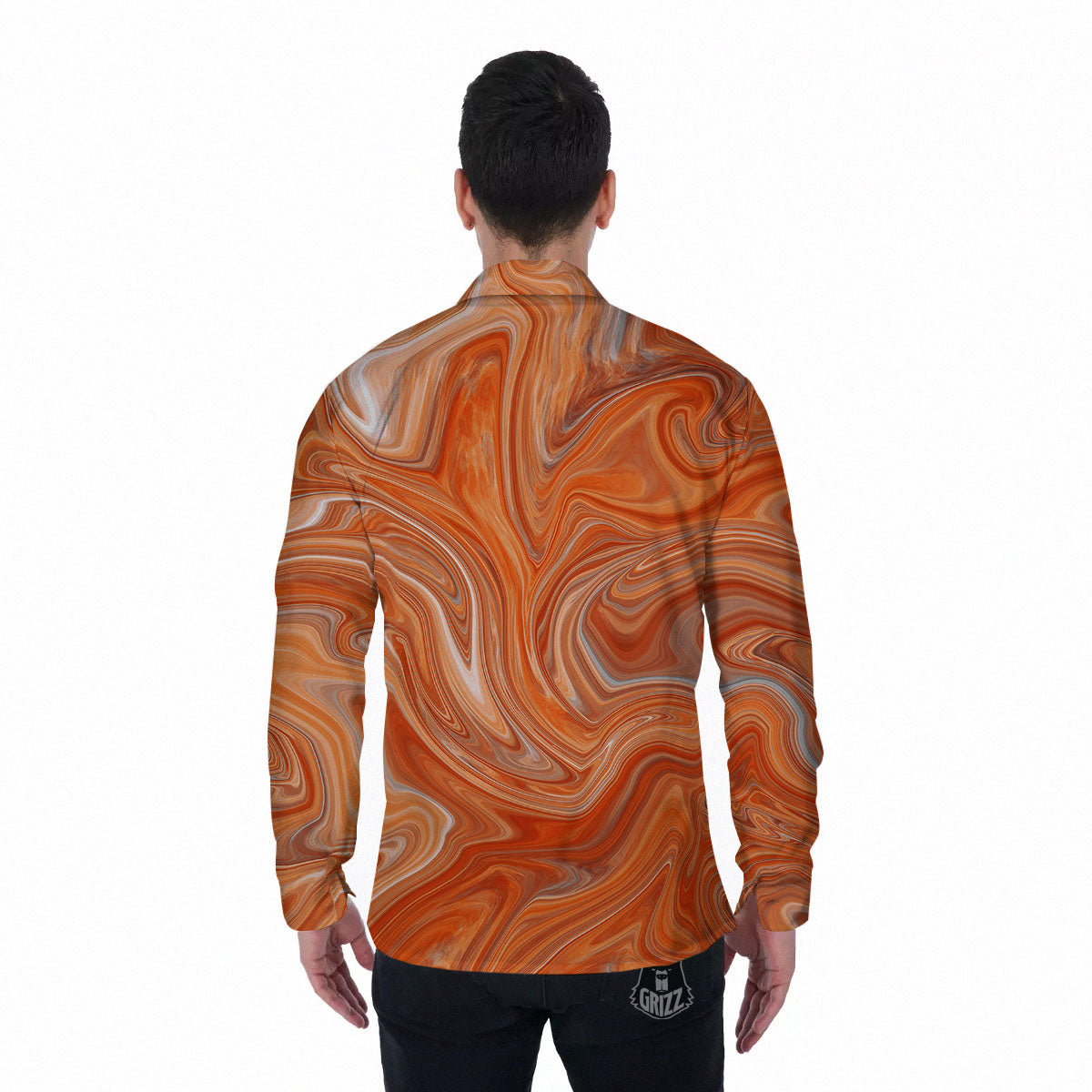 Fractal Psychedelic Trippy Print Men's Long Sleeve Shirts-grizzshop