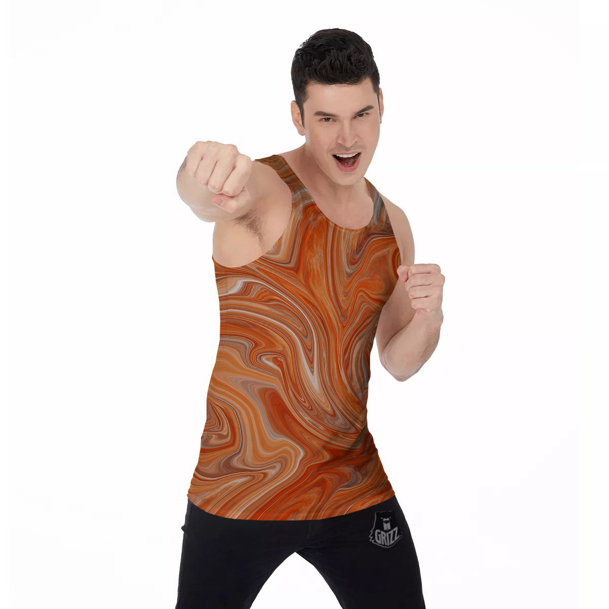 Fractal Psychedelic Trippy Print Men's Tank Top-grizzshop