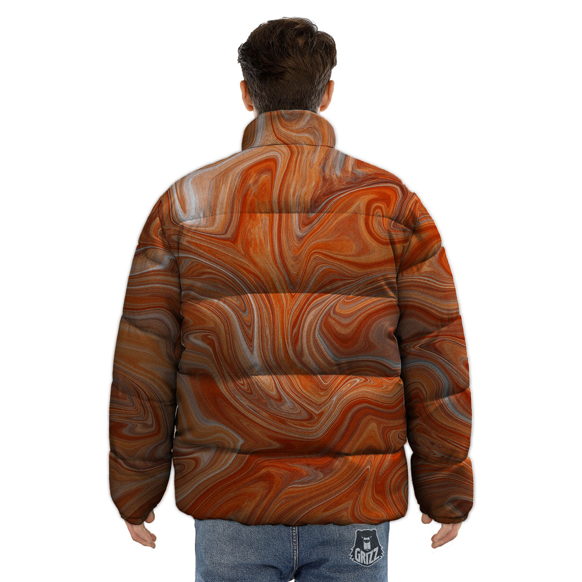Fractal Psychedelic Trippy Print Puffer Jacket-grizzshop
