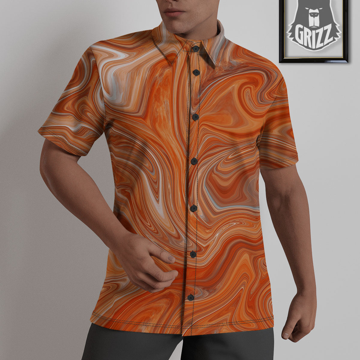 Fractal Psychedelic Trippy Print Untucked Shirts-grizzshop