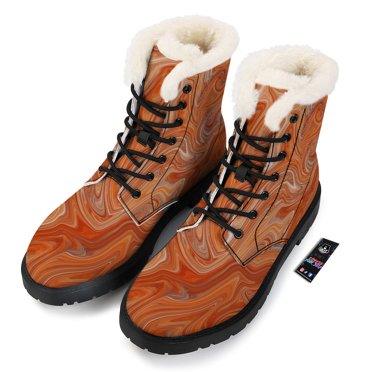 Fractal Psychedelic Trippy Print Winter Boots-grizzshop