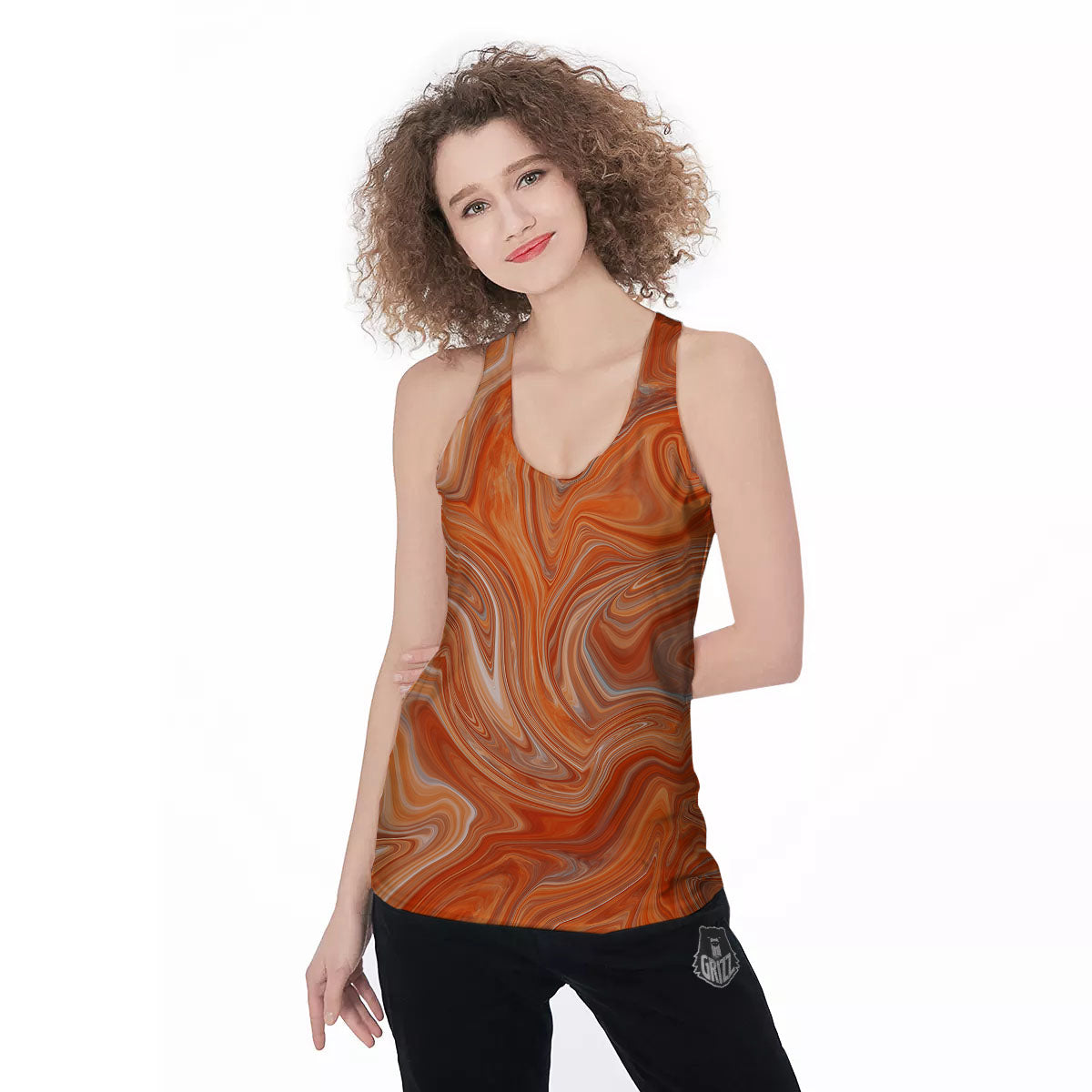 Fractal Psychedelic Trippy Print Women's Racerback Tank Top-grizzshop