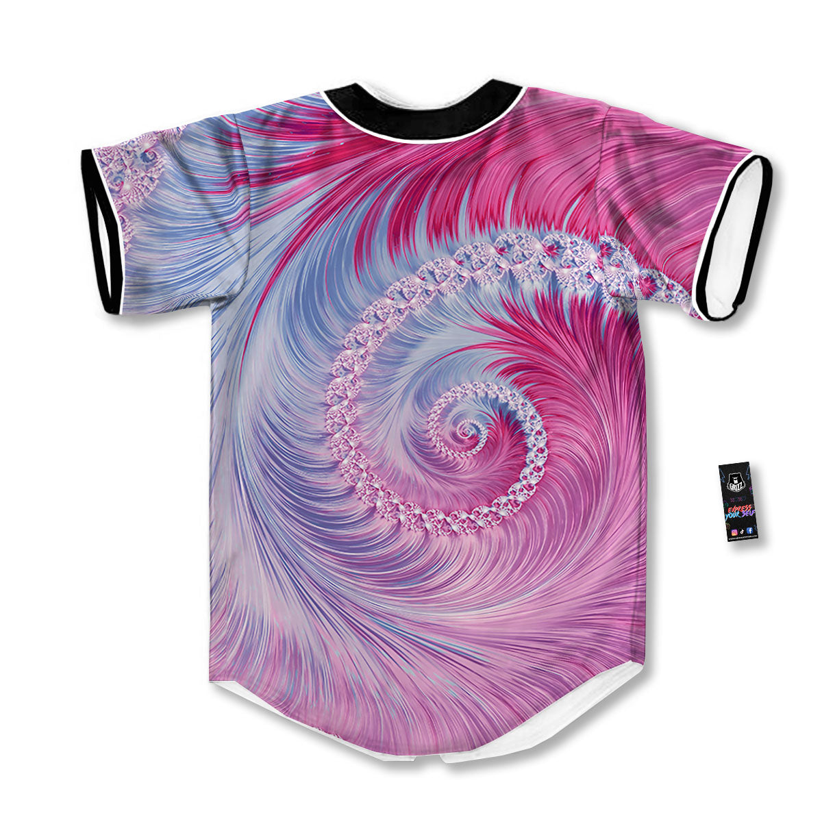 Fractal Spiral Print Baseball Jersey-grizzshop