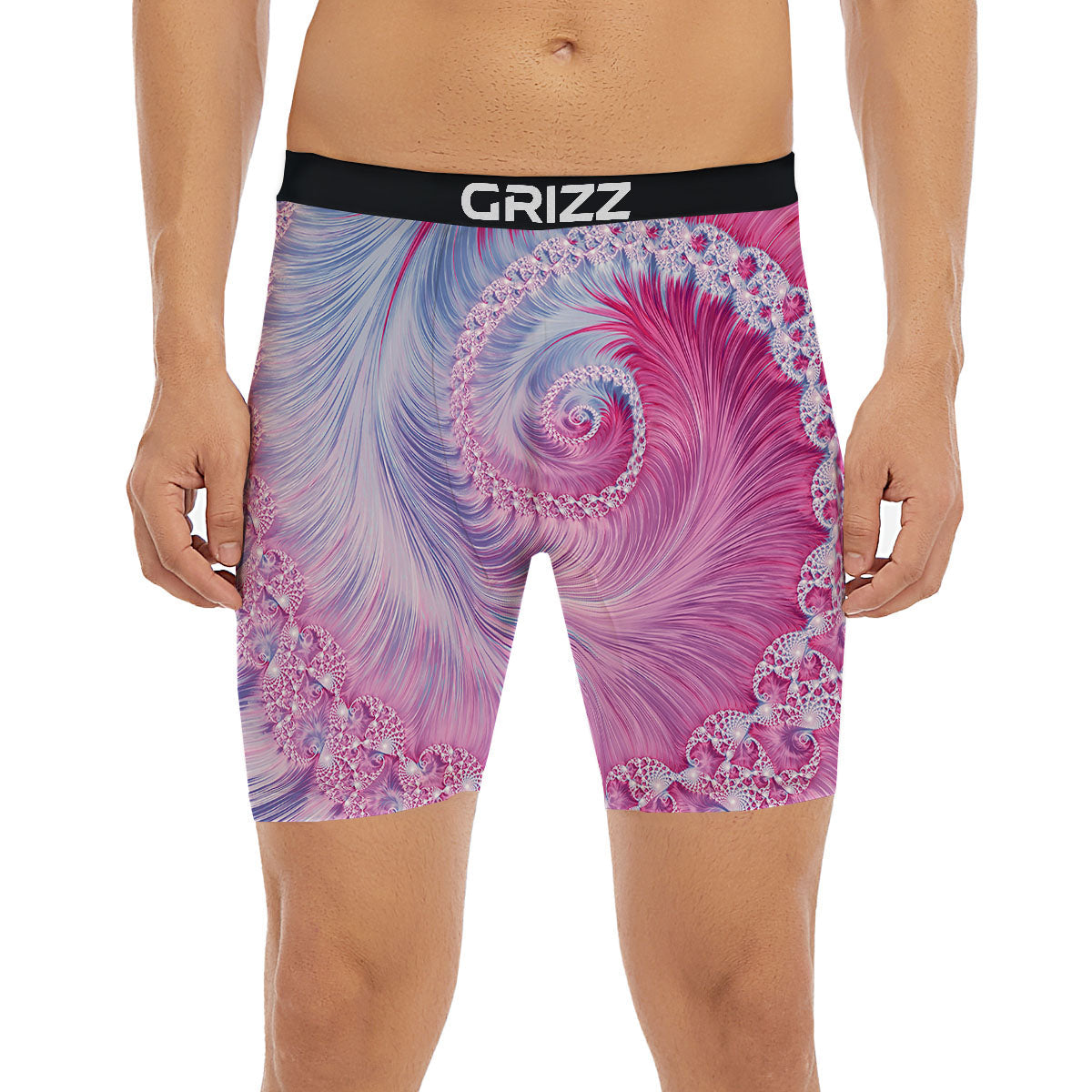 Fractal Spiral Print Boxer Briefs-grizzshop