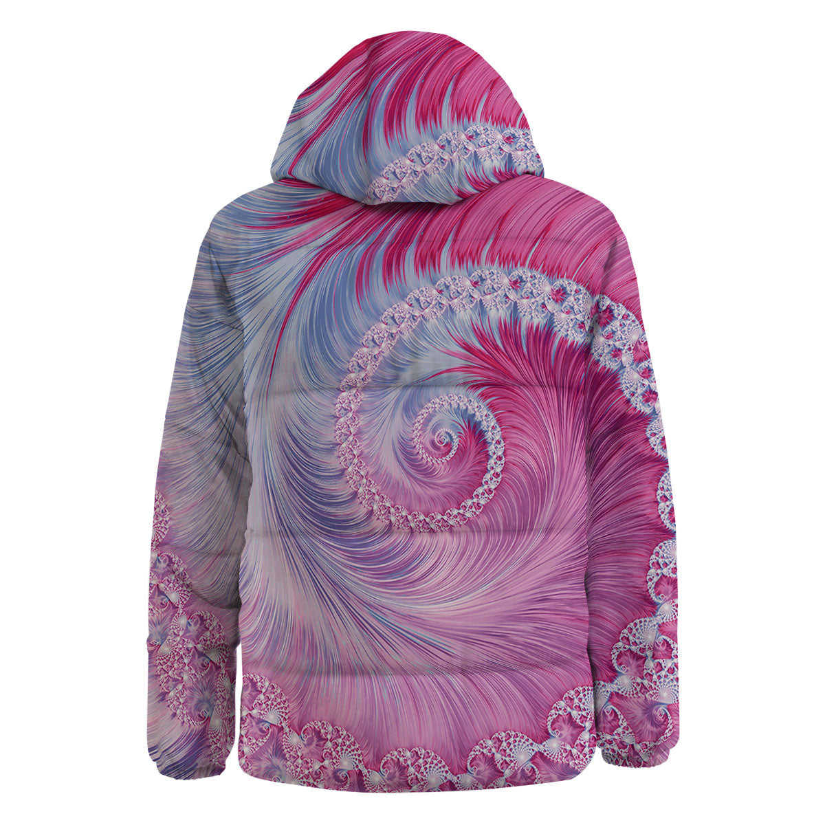 Fractal Spiral Print Down Jacket-grizzshop