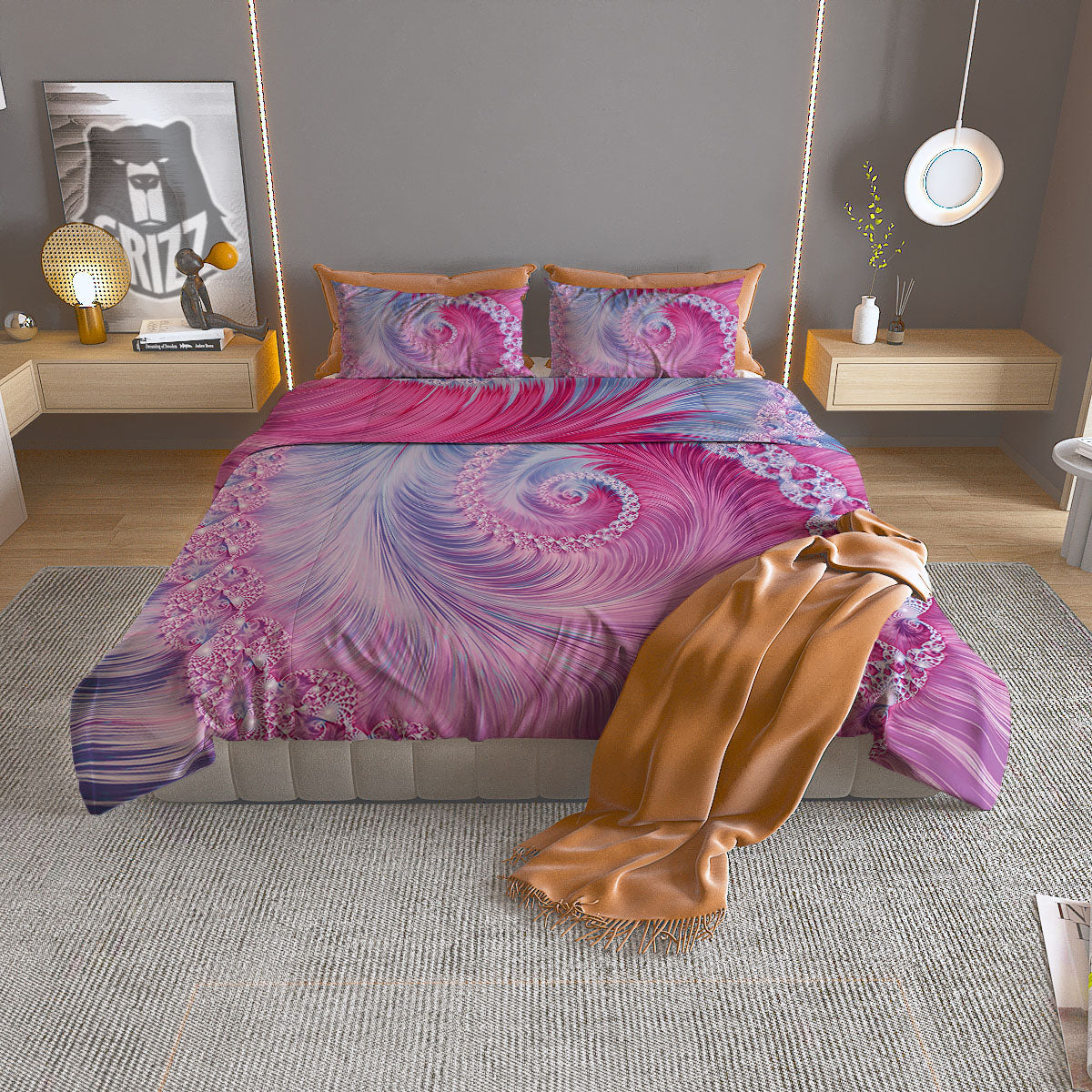 Flower Zentangle Print Pattern Duvet Cover Bedding Set