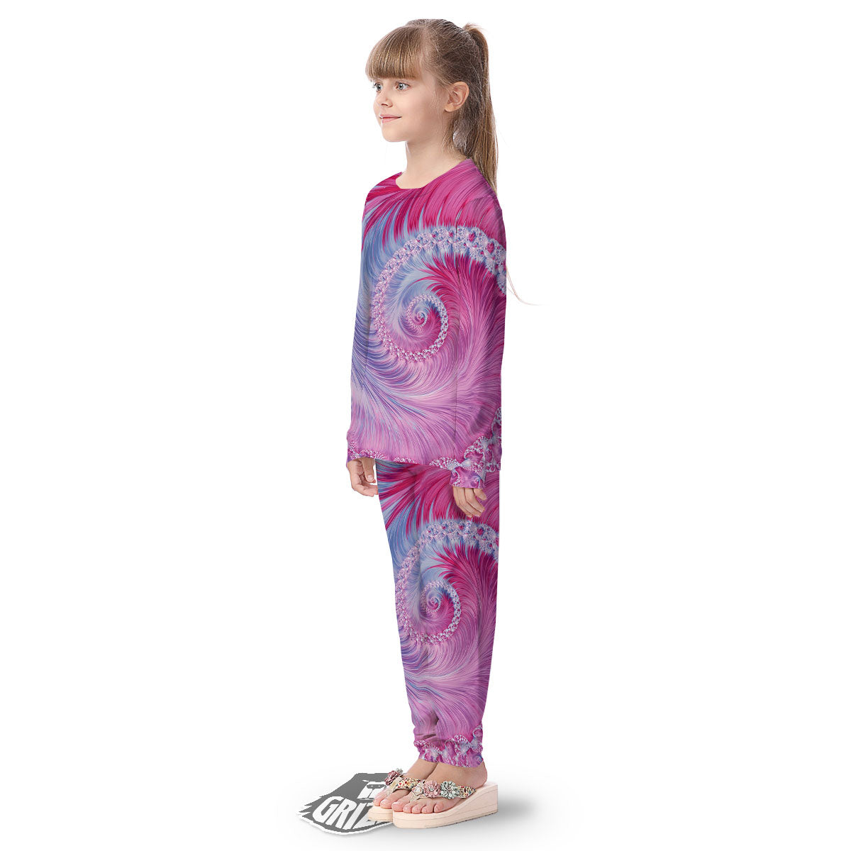 Fractal Spiral Print Kid's Pajamas-grizzshop