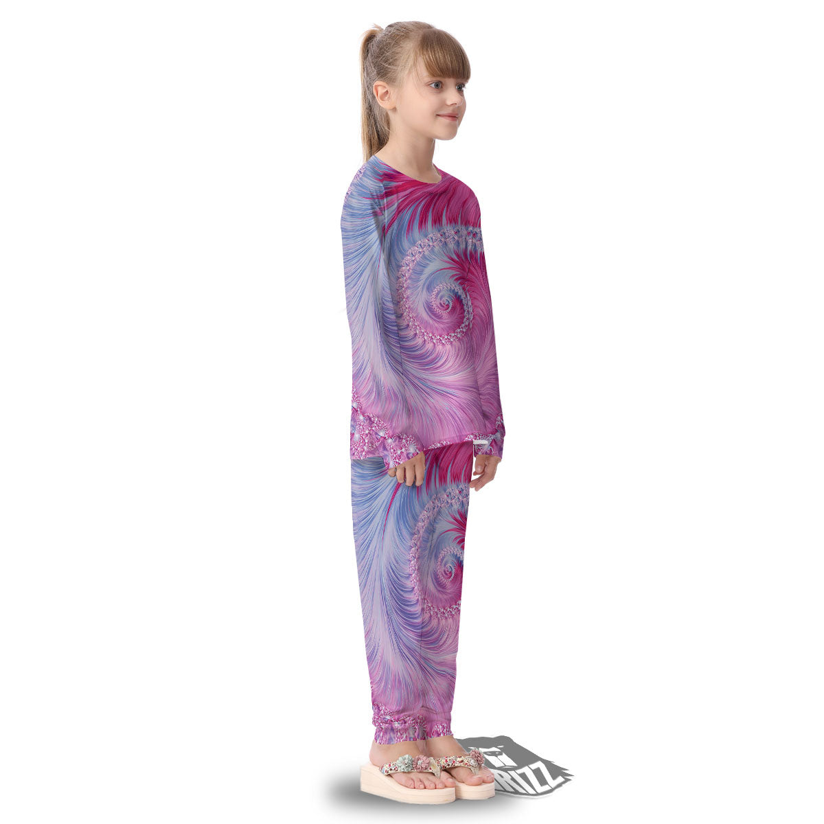 Fractal Spiral Print Kid's Pajamas-grizzshop
