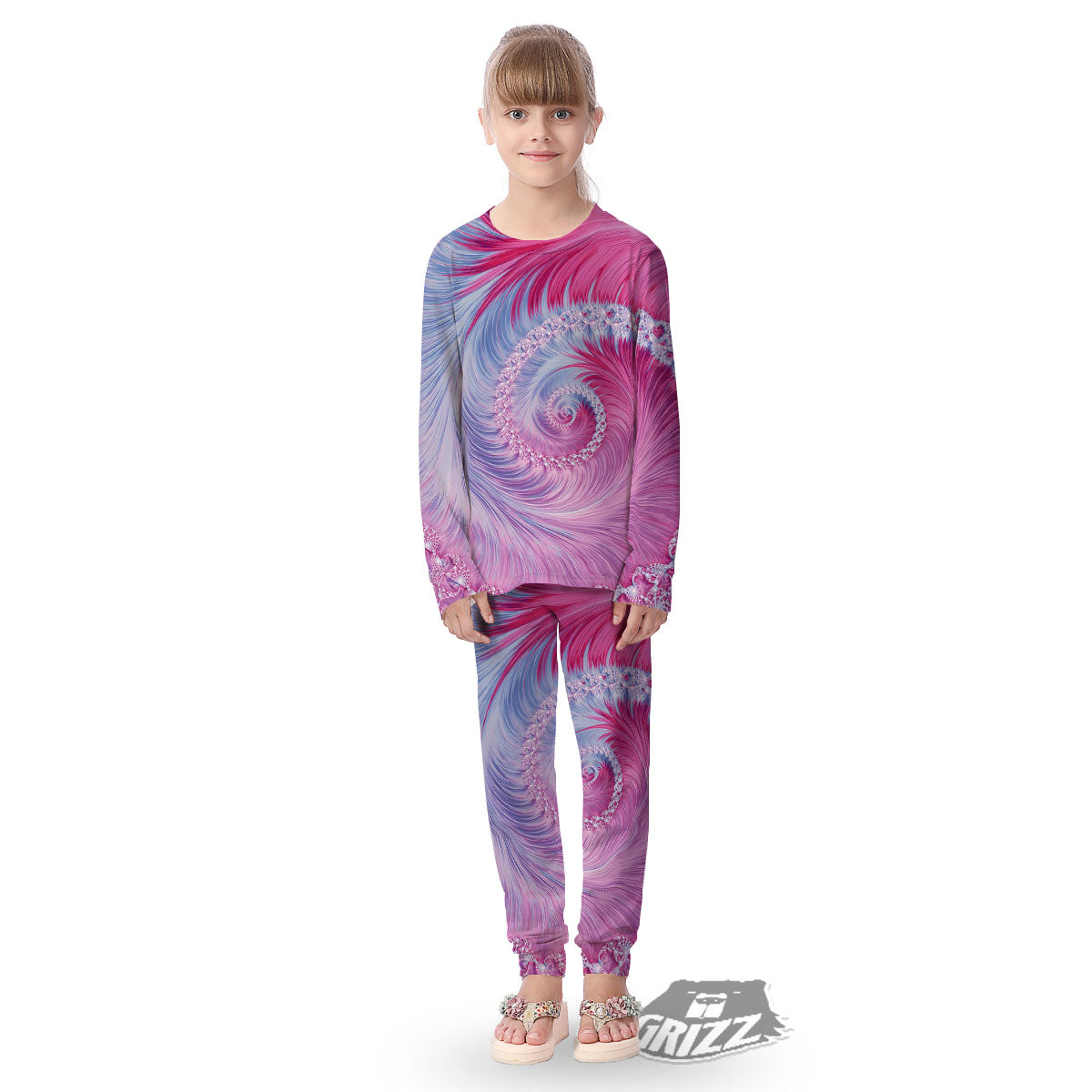 Fractal Spiral Print Kid's Pajamas-grizzshop