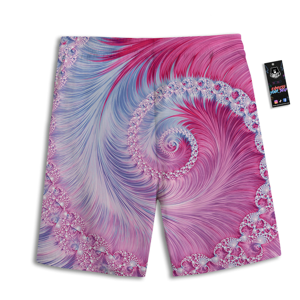 Fractal Spiral Print Men's Athletic Shorts
