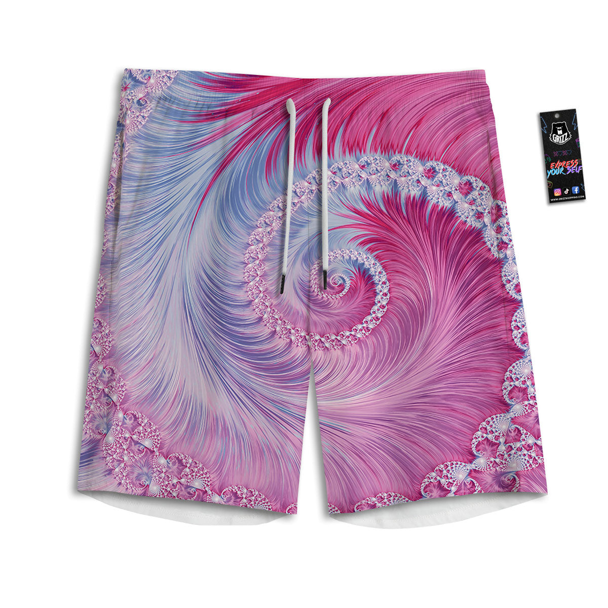 Fractal Spiral Print Men's Athletic Shorts
