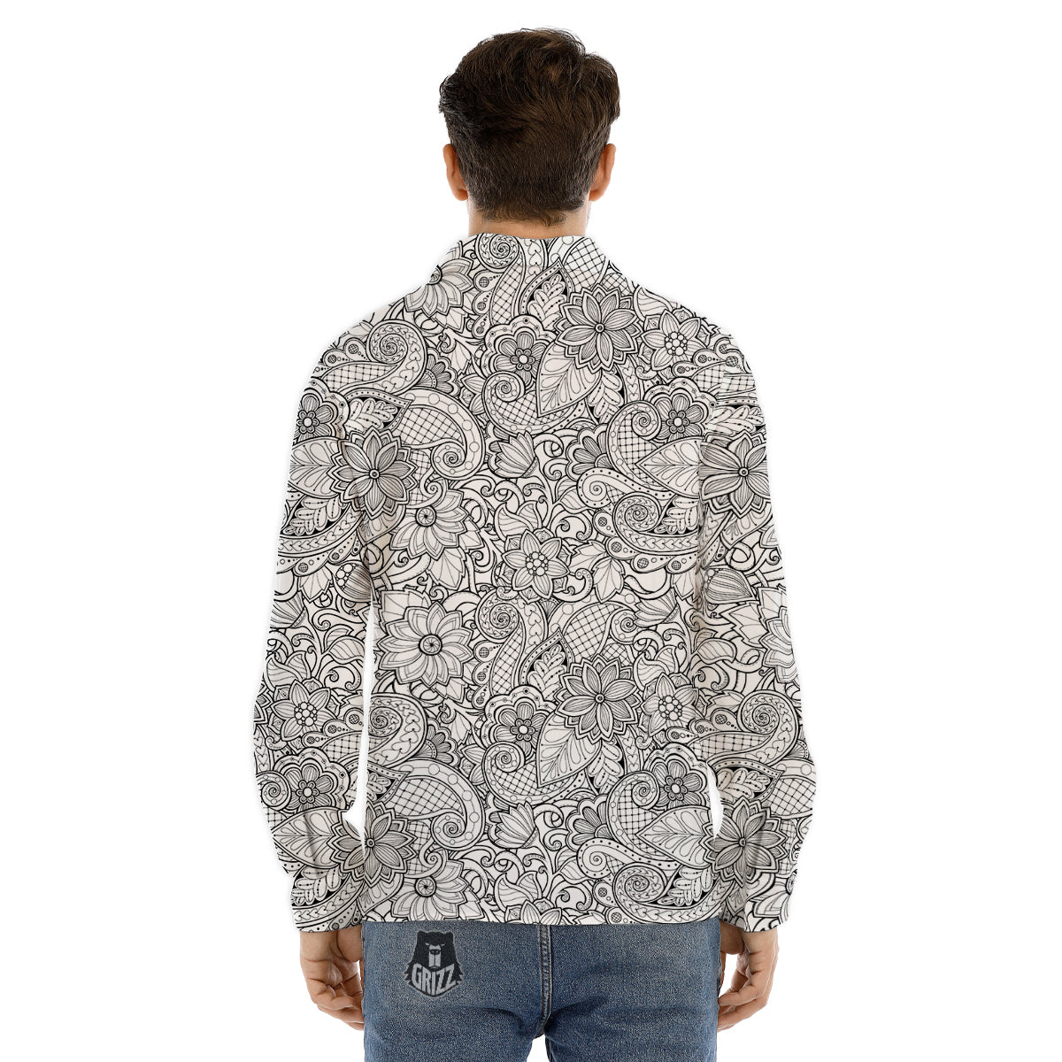 Fractal Spiral Print Men's Dress Shirts-grizzshop