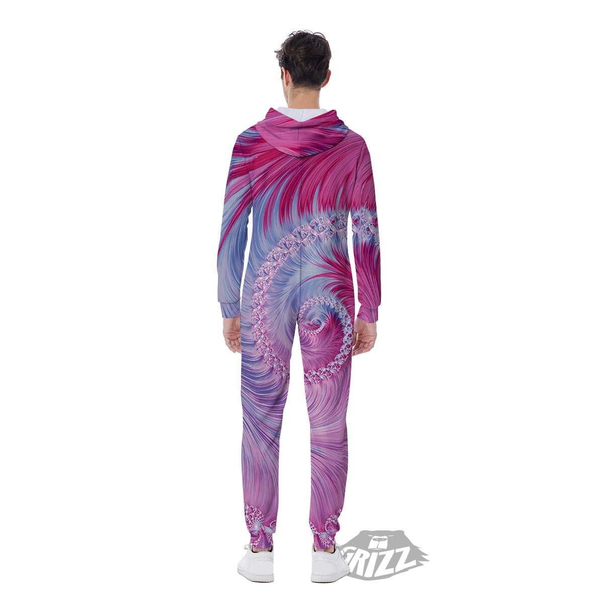 Fractal Spiral Print Men's Jumpsuit-grizzshop