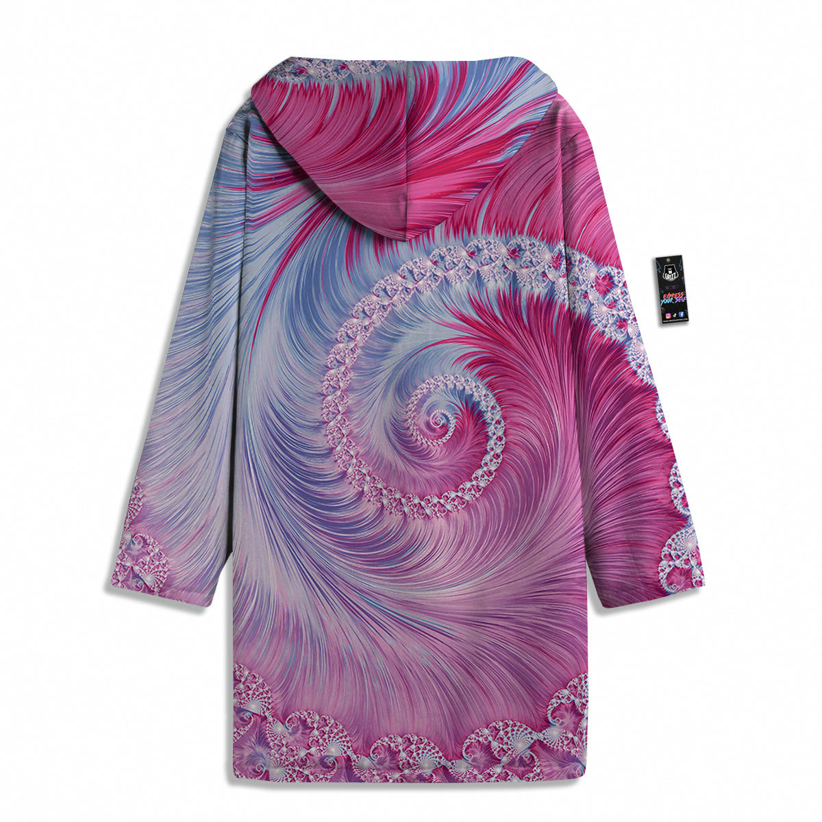 Fractal Spiral Print Men's Windbreaker Jacket-grizzshop